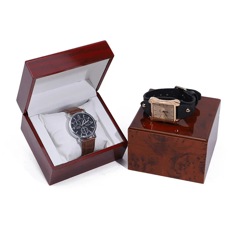 Flip-Top Solid Wood Watch & Jewelry Storage Box | 15 Colors Jewelry Storage Box Qme