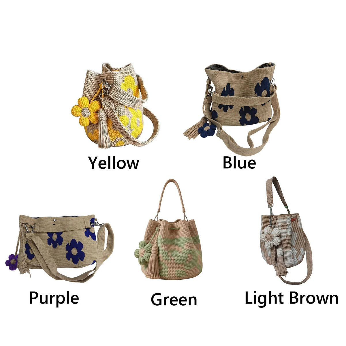 Boho Beach Handbag Embroidery Flower Tassel Bucket Bag Boho Bucket Handbag Qme