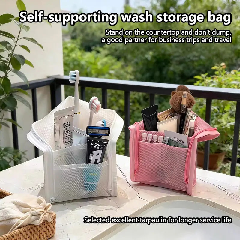 Standing Mesh Toiletry Bag – Waterproof EVA Travel Organizer Travel Toiletry Bag Qst