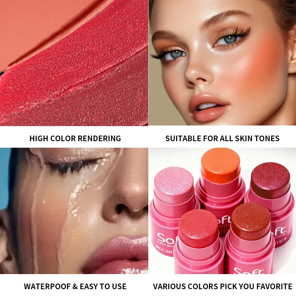 Multifunctional Blush Stick – Natural Matte Nude Makeup | Qme Cream Blush Stick Qme