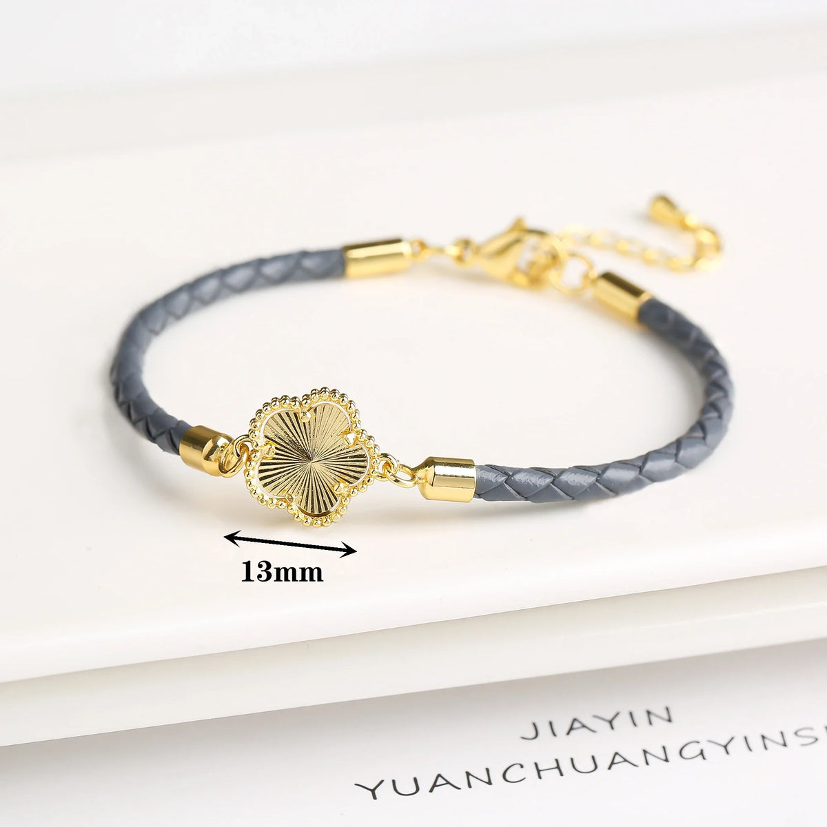 Zirconia Flower Leather Braided Bracelet for Women | 39 Colors