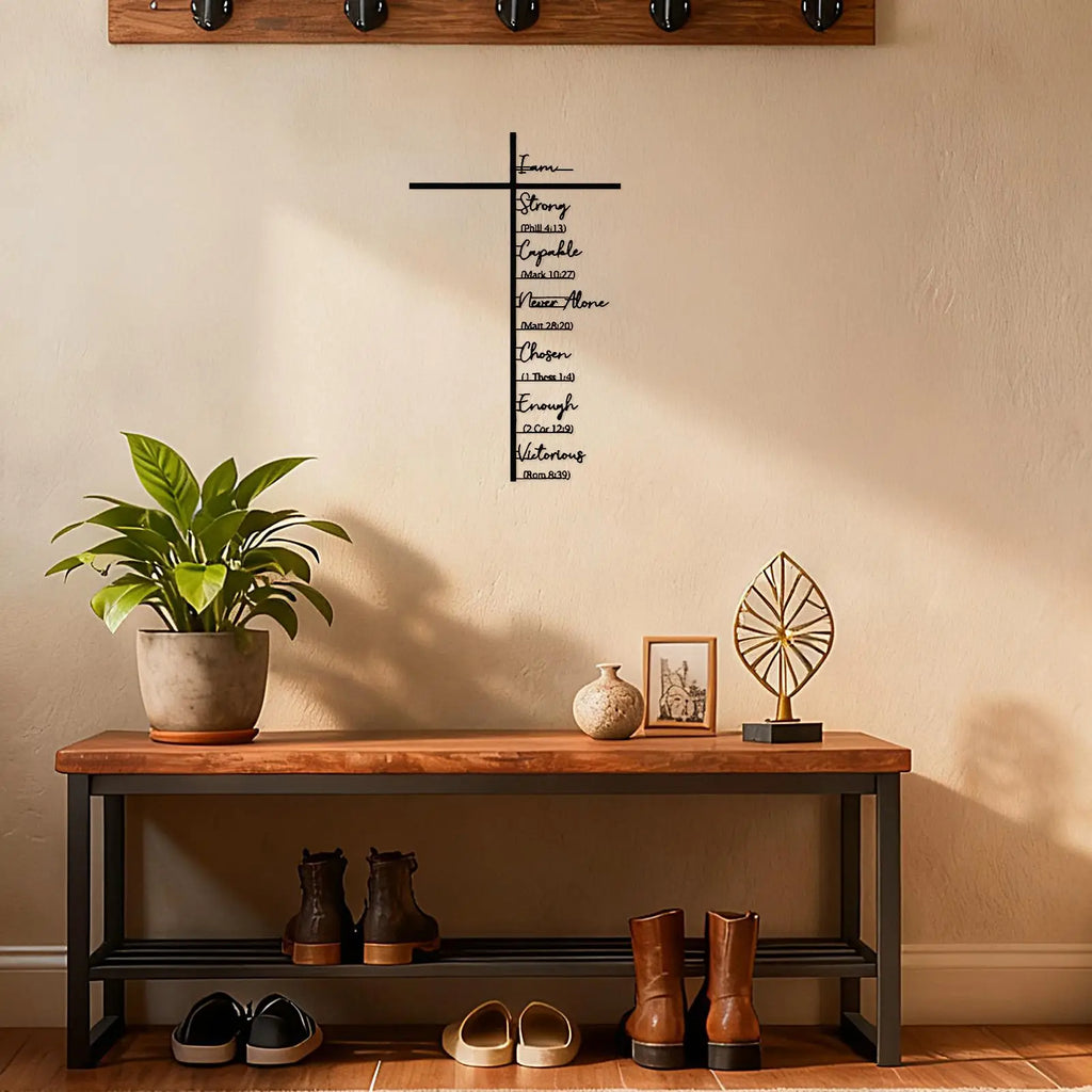 Metal Cross Wall Art – Christian Faith Indoor Décor 30cm Cross Wall Décor Qme