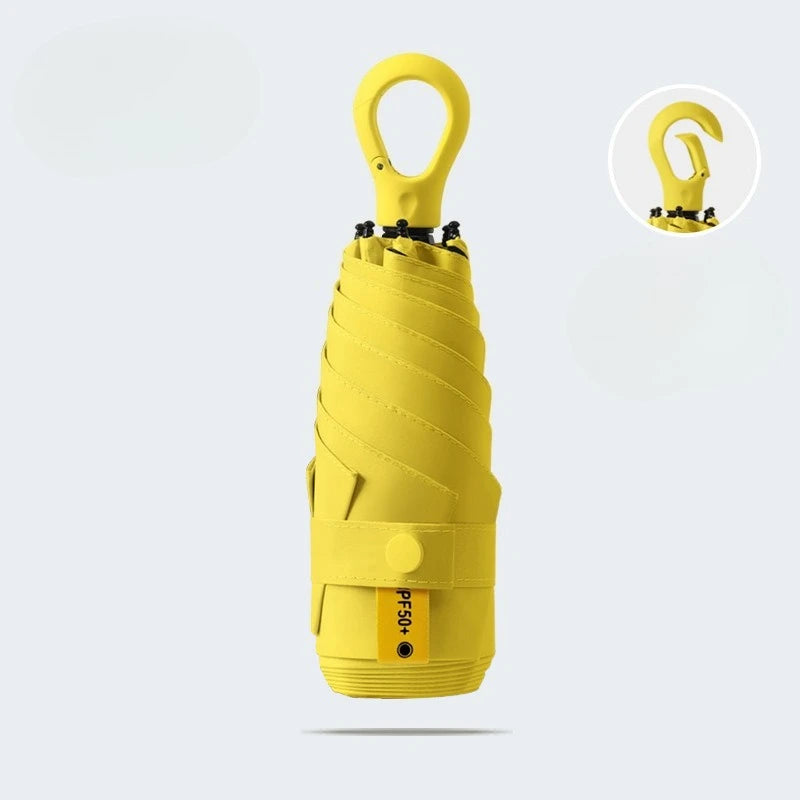 UV Protection Mini 5-Fold Ultralight Portable Umbrella Compact Travel Umbrella Qst Yellow 6K Iron