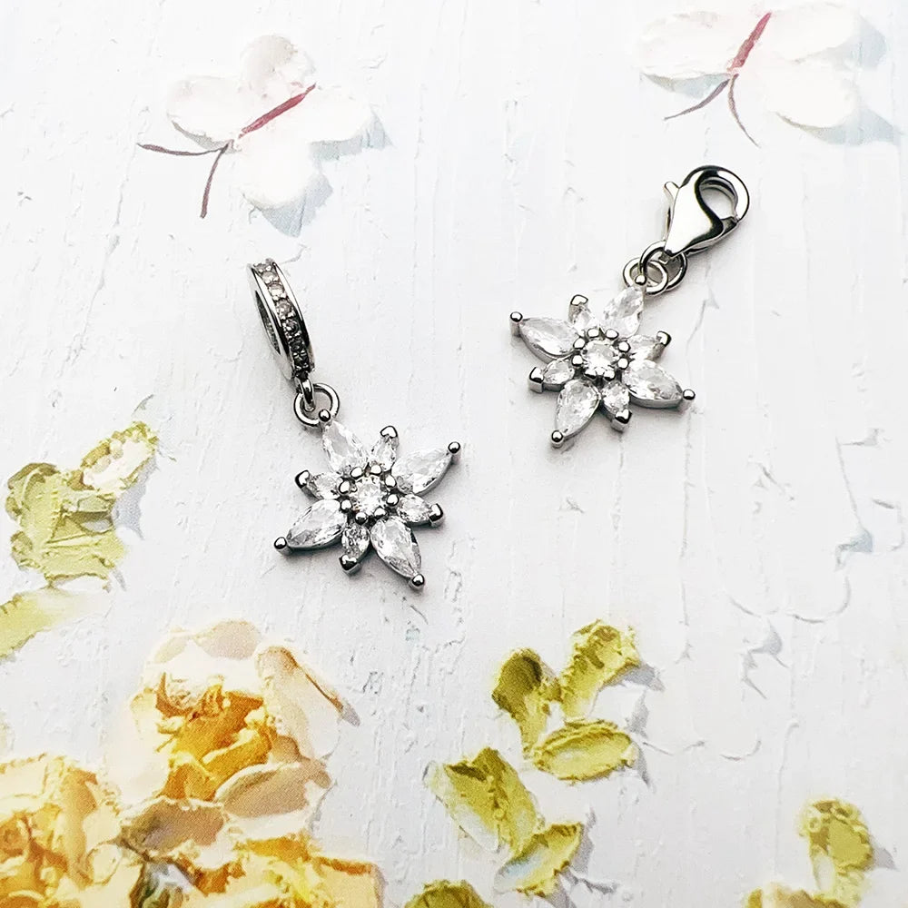925 Sterling Silver Flower Charm Pendant Necklace for Women Charm Pendant Necklace Qme