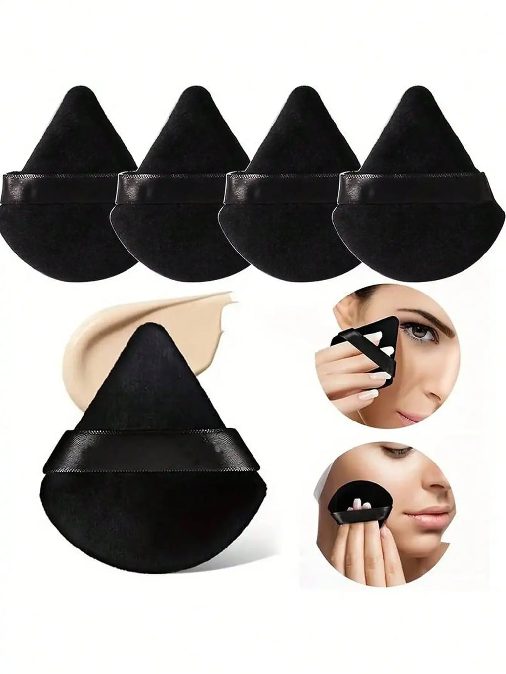 Triangular Velvet Makeup Puffs – Reusable Face & Eye Applicators Makeup Applicator Puffs Qme