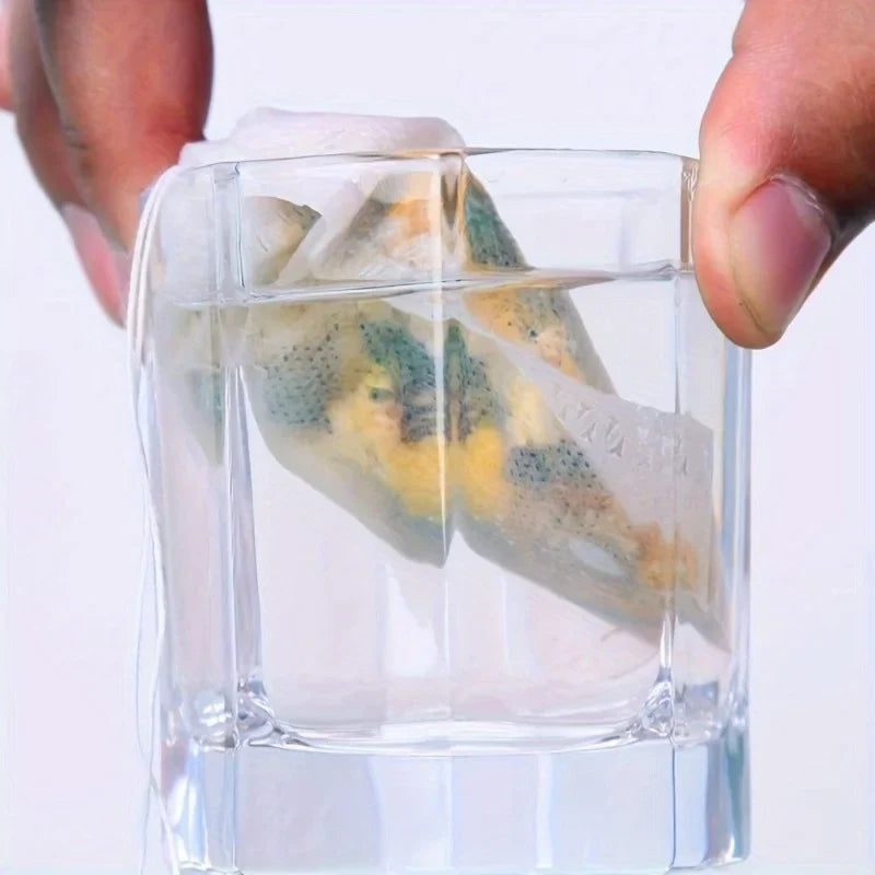 Food Grade Non-Woven Tea Filter Bags with String – 100 Pack Tea Filter Bags Qme