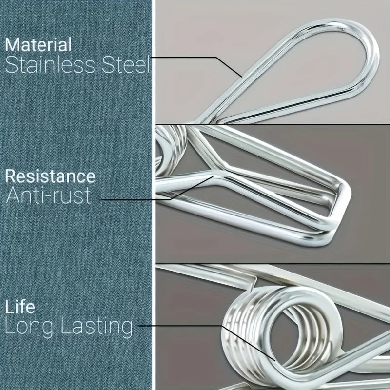 Stainless Steel Clothes Clips – Durable Metal Laundry Pegs Metal Laundry Clips Qme