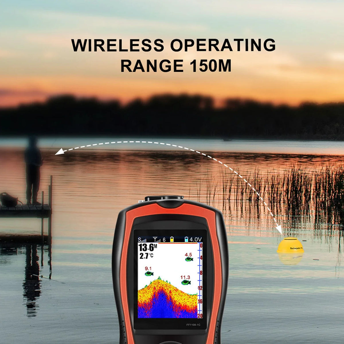 Portable Fish Finder Sonar Transducer with LCD Screen Portable Fish Finder Qme