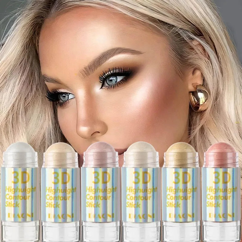 6-Color 3D Highlighter Bar – Contour, Bronzer & Shimmer Stick Highlighter Contour Bar Qme