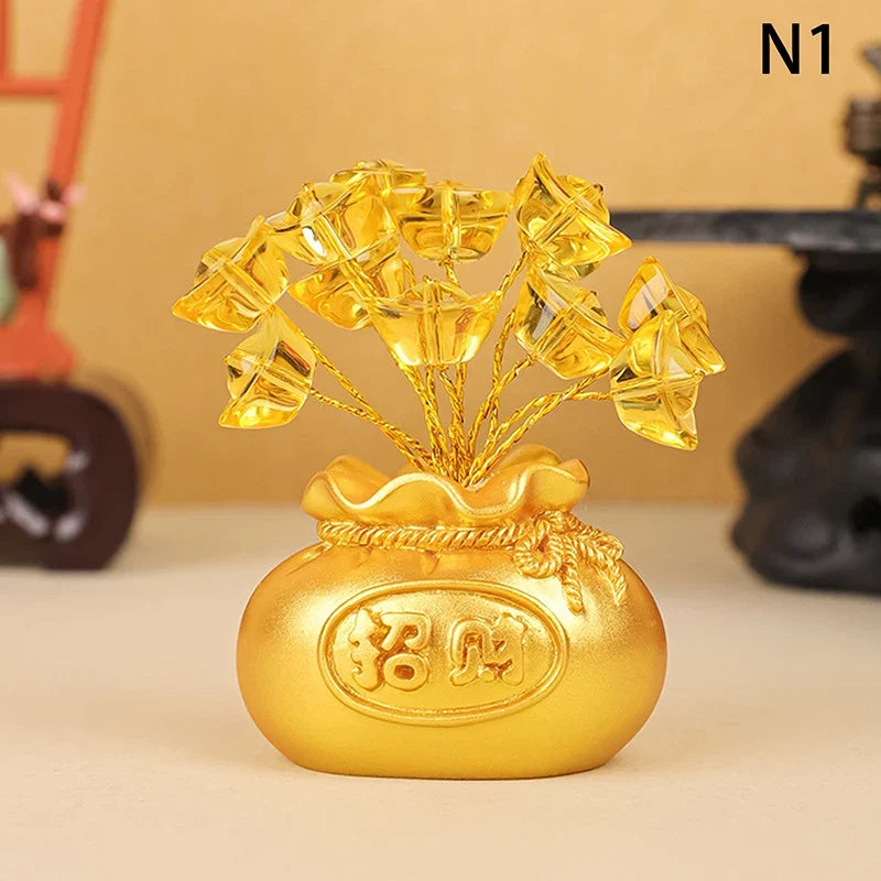 Feng Shui Money Tree Fortune God Miniature Resin Statue Decorative Figurine Qme 1