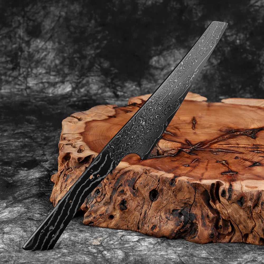 Damascus Steel Chef Knife Blank – Hand Forged Black Blade Knife Making Blank Qst