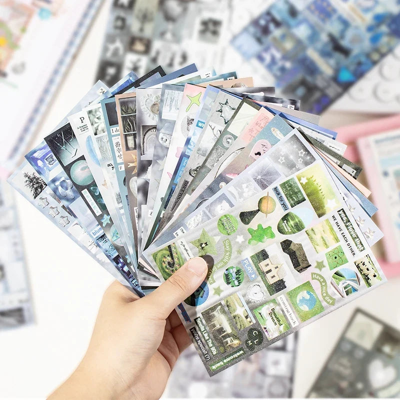 Y2K Flash Decorative Sticker Book – 30 Sheets for Journaling Decorative Sticker Book Qme