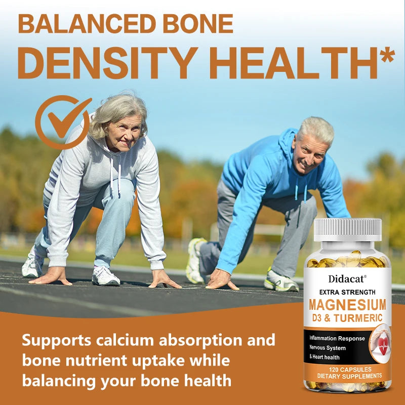 Calcium Magnesium Vitamin D3 & Turmeric Capsules – 60ct Vitamin Supplement Qst