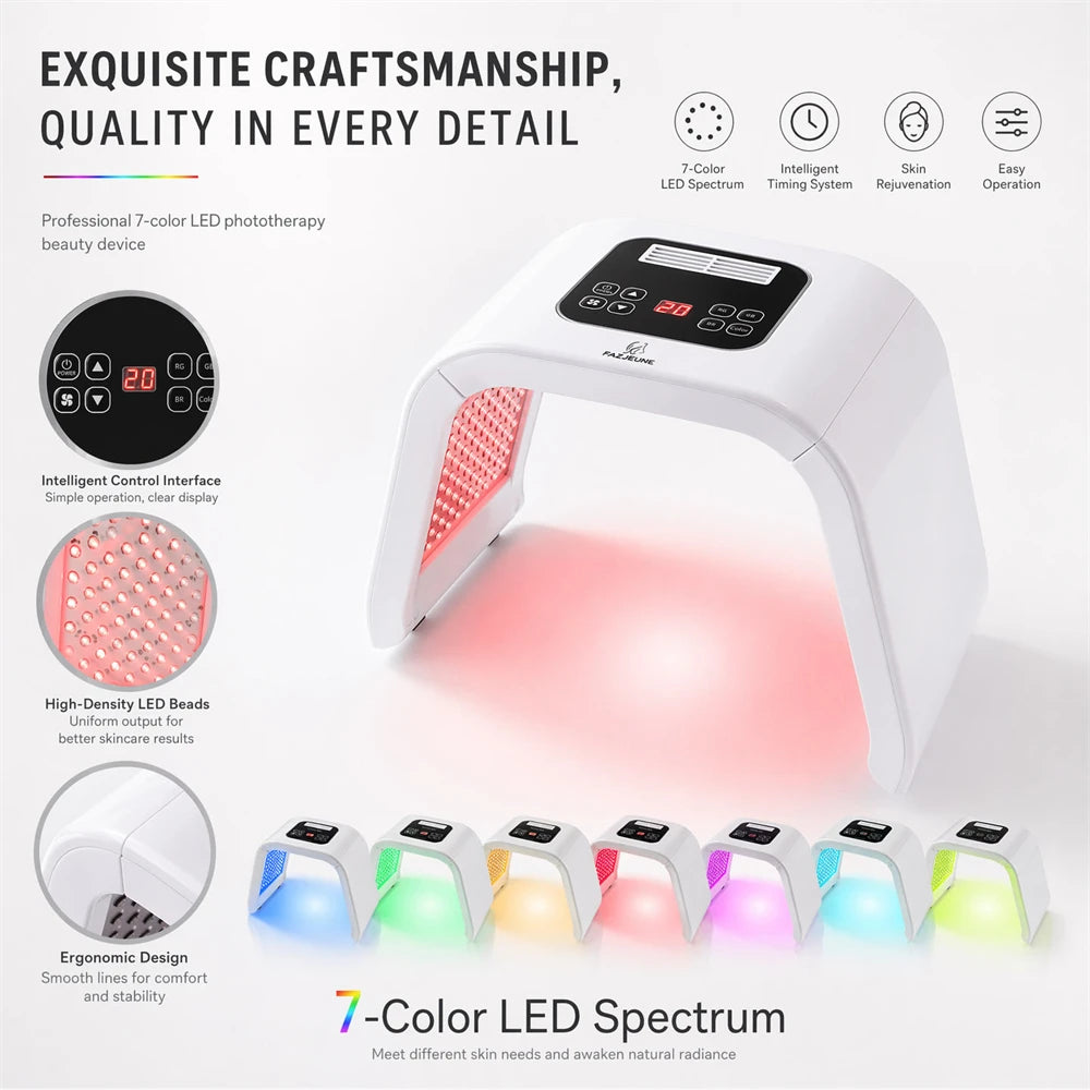7-Color LED Facial Beauty Device | 168 LEDs Foldable Skin Care LED Facial Device Qst