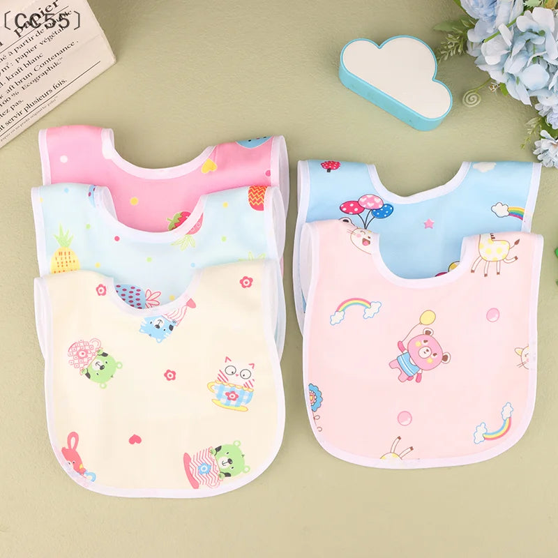 Baby Cartoon Waterproof Snap Bibs – Soft Cotton, 2/5 Pcs Set Baby Bib Set Qst
