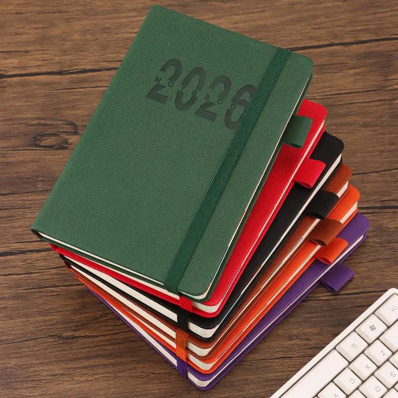 2026 Daily & Monthly Planner Hardcover PU Leather 400 Pages Daily Planner Notebook Qme