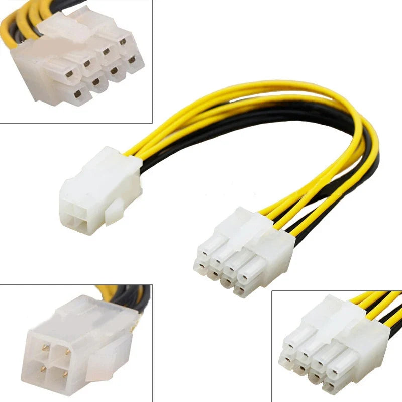4-Pin to 8-Pin ATX CPU Power Supply Adapter Converter Cable Power Adapter Cable Qme