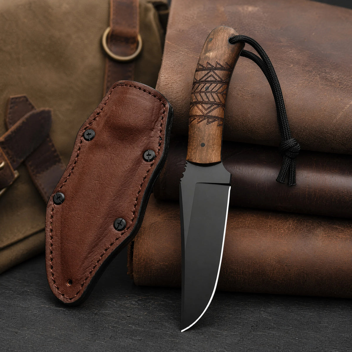 Outdoor Multi-Knife | Steel Blade & Wood Handle | Camping Gift Outdoor Multi-Knife Qst WKL1