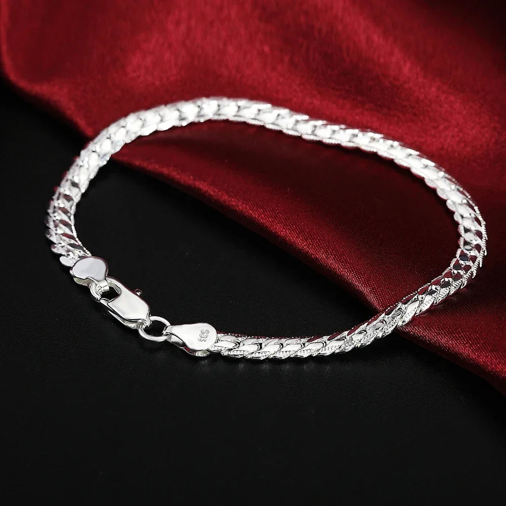 925 Sterling Silver Braided Bracelet for Women & Men Sterling Silver Bracelet Qme