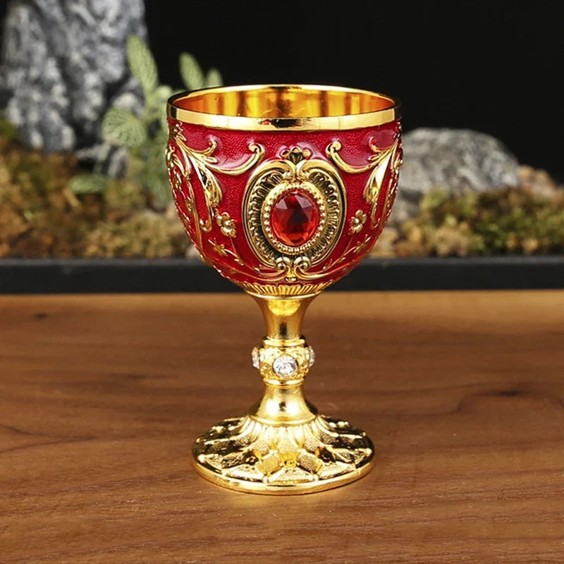 Vintage Embossed Metal Chalice Goblet – Wine & Décor Cup Decorative Chalice Goblet Qme A2