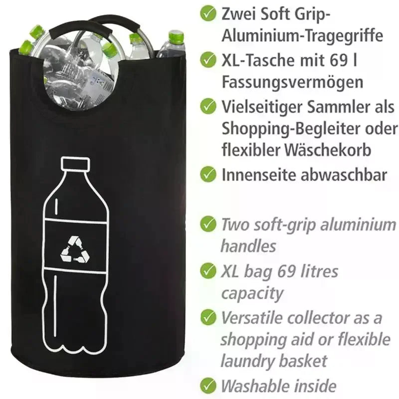 82L Foldable Bottle Storage Basket Kitchen Recycling Bag – Black Foldable Storage Basket Qme