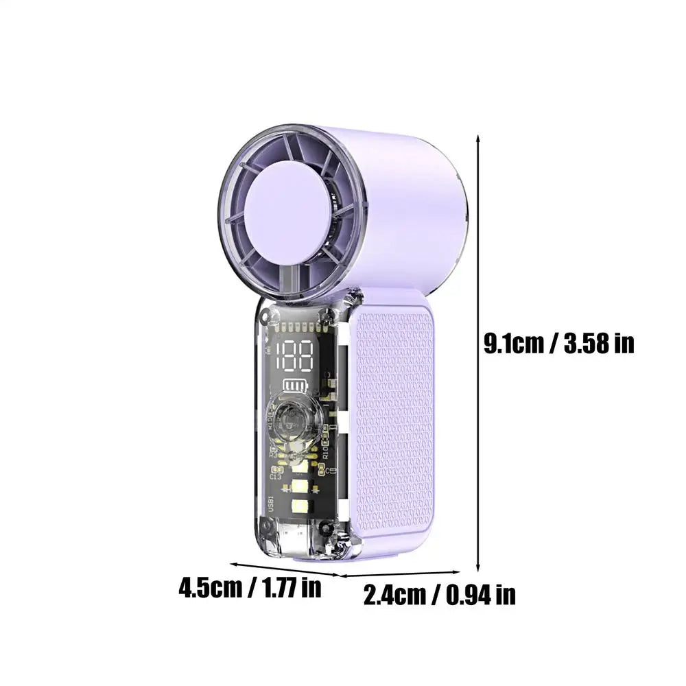 Portable Rechargeable Personal Fan – 100 Speed Settings | Qme Personal Cooling Fan Qme Purple