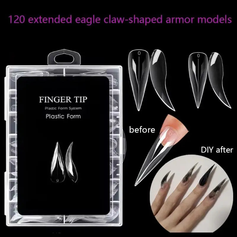 Curved Stiletto Nail Dual Forms 3D Cat's Claw Extension Tips 140pc Nail Extension Forms Qme