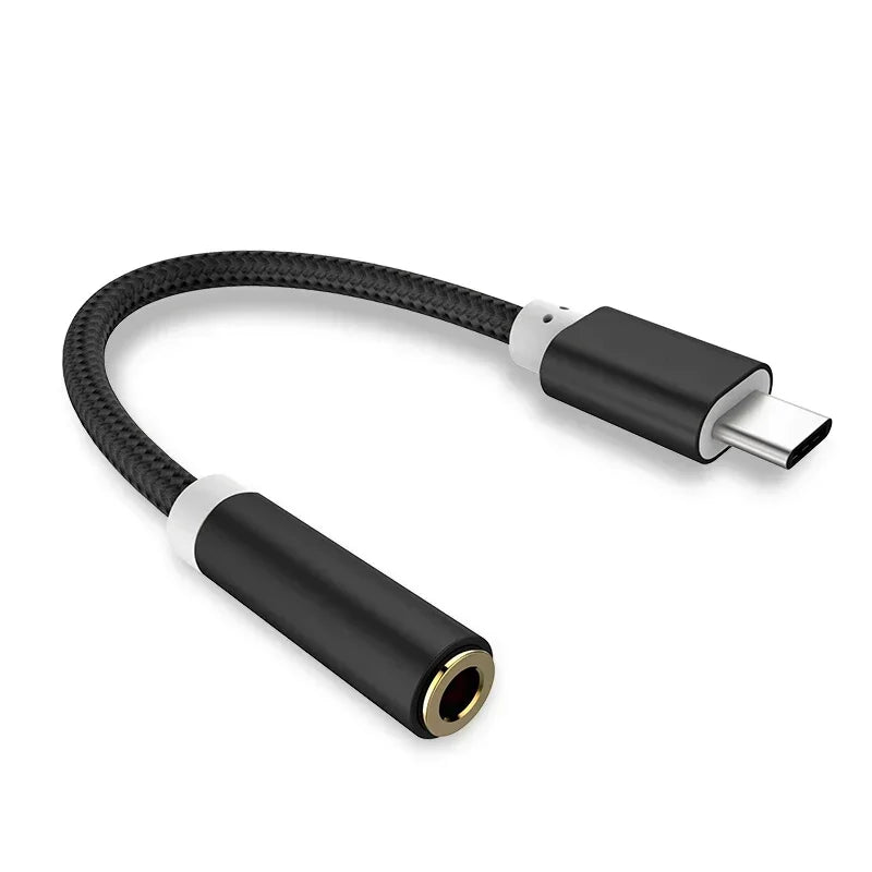 USB-C to 3.5mm Audio Jack Adapter for Wired Headphones USB-C Audio Adapter Qme black