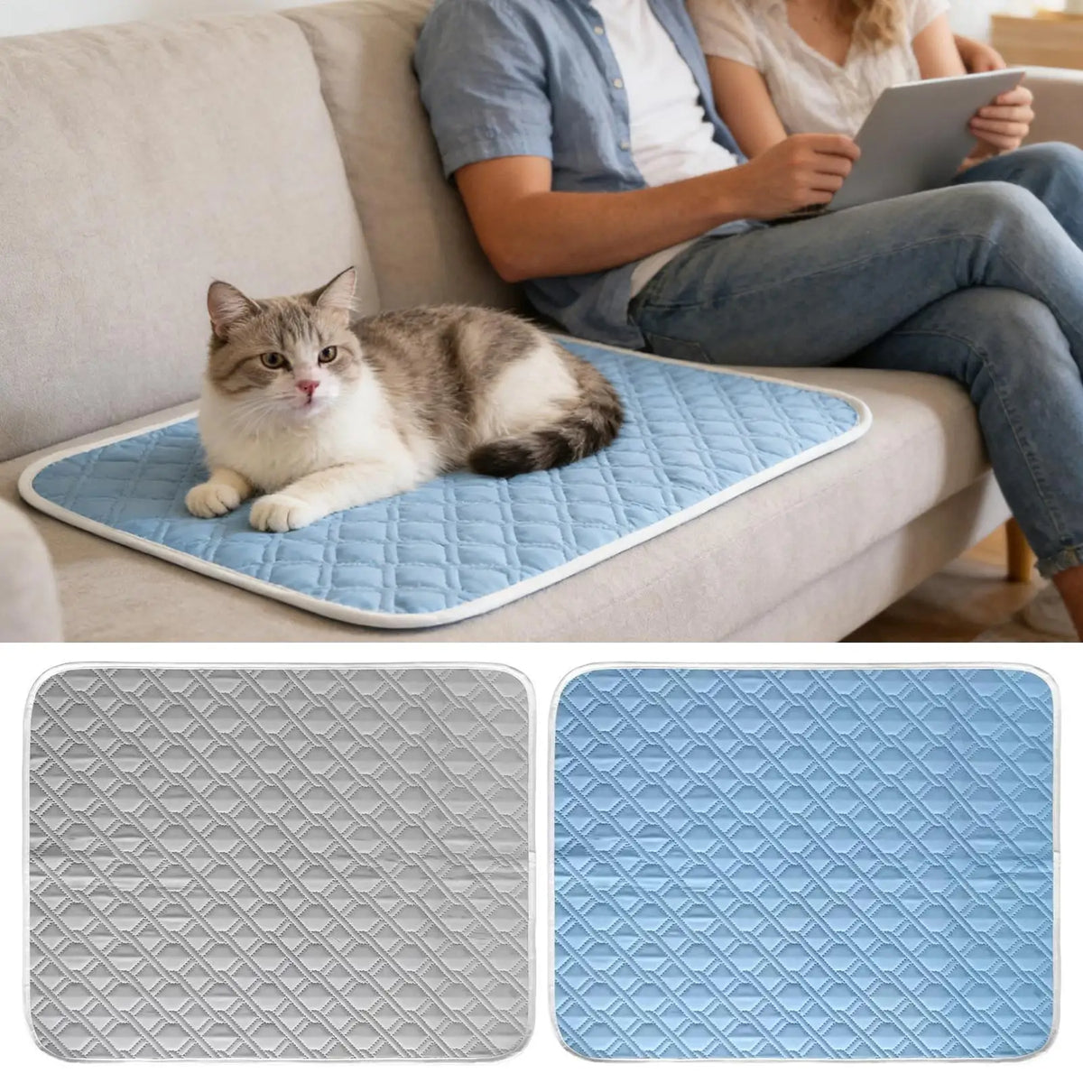 Self-Cooling Dog Mat – Soft Absorbent Pet Sleeping Pad 45x35cm Pet Cooling Mat Qme