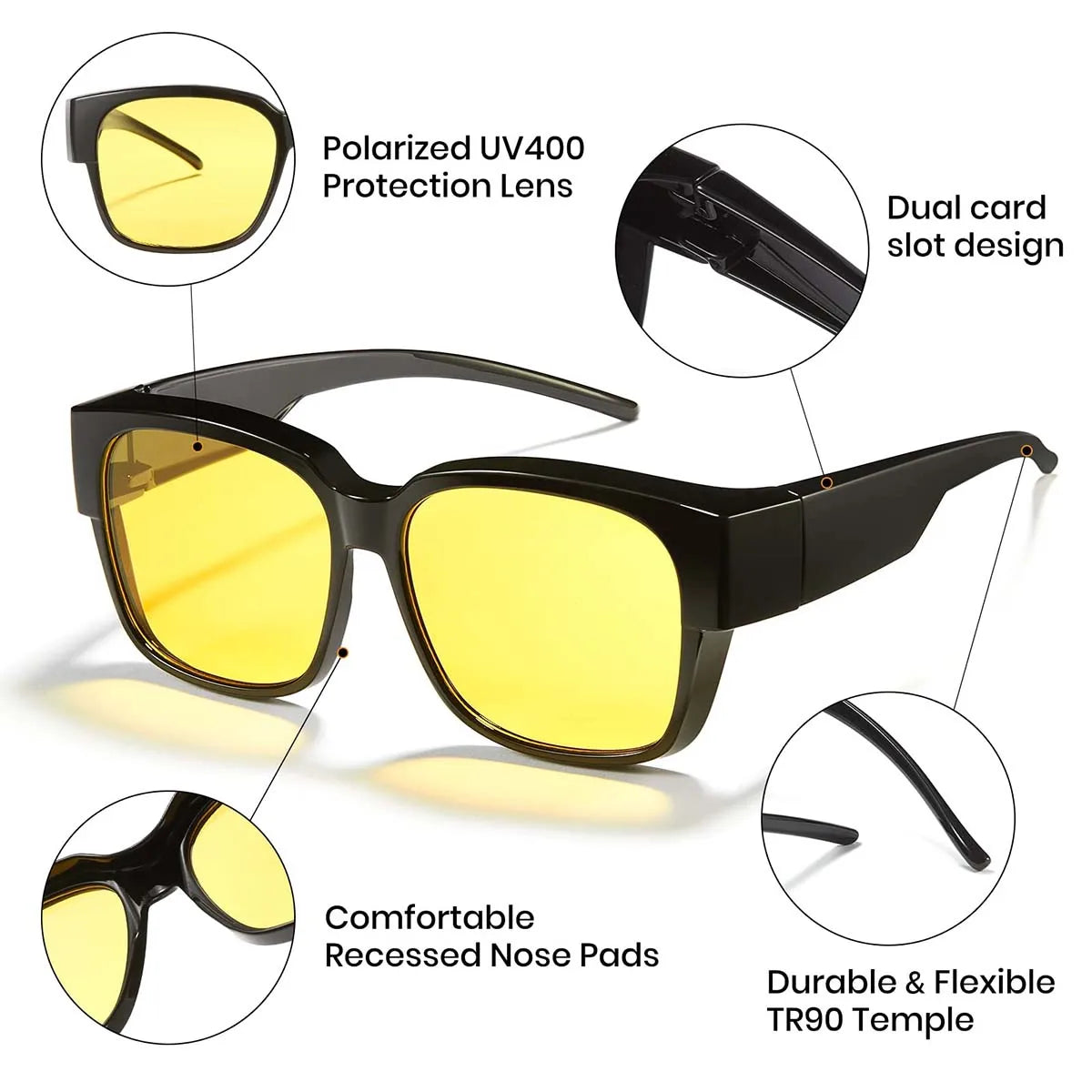 VOPHA UV400 Wrap-Around Sunglasses – Unisex Oversized T02 Wrap-Around Sunglasses Qst