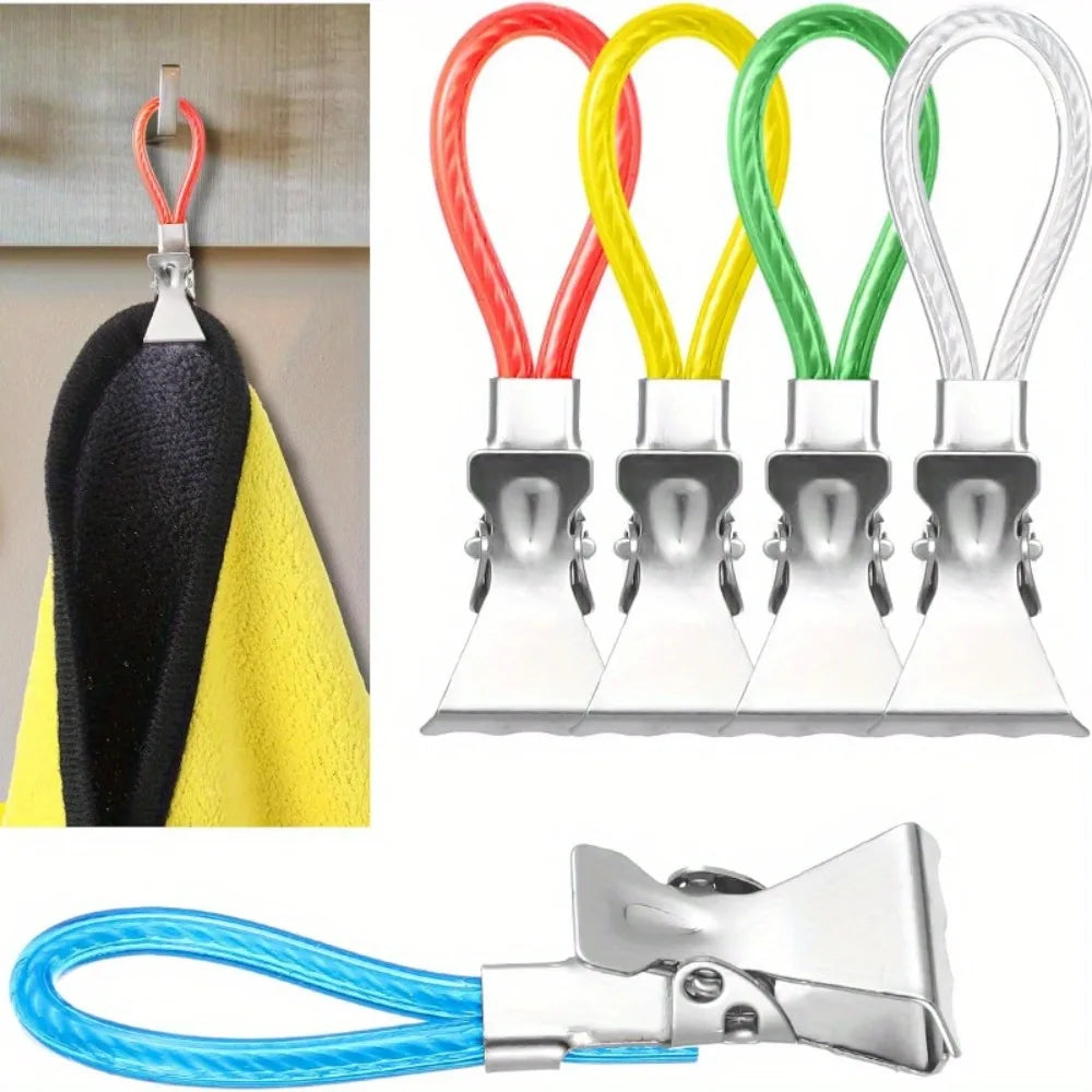 Metal Tea Towel Hanging Ring Clip | Multi-Color Kitchen Hook Towel Hanging Clip Qme