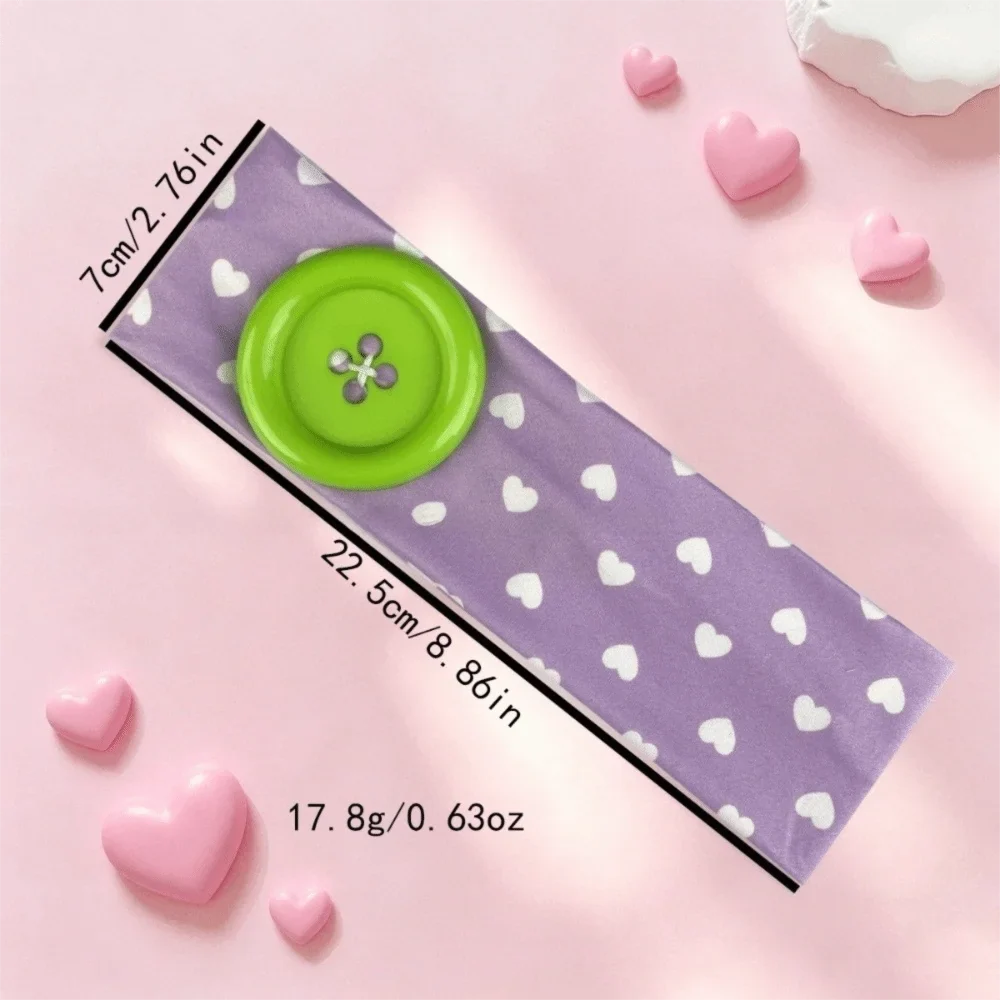 Love Heart Polka Dot Button Headband – Elastic Yoga Hair Band Elastic Hair Headband Qme