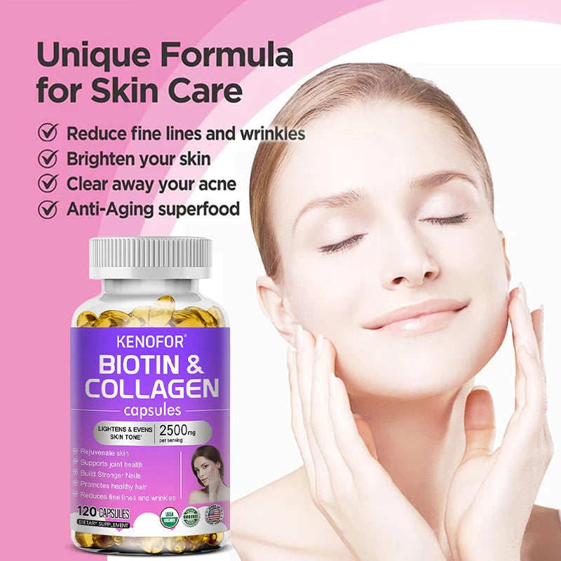 Kenofor Beauty Capsules – Collagen, Biotin, Vitamin C & Glutathione Beauty Supplement Capsules Qst