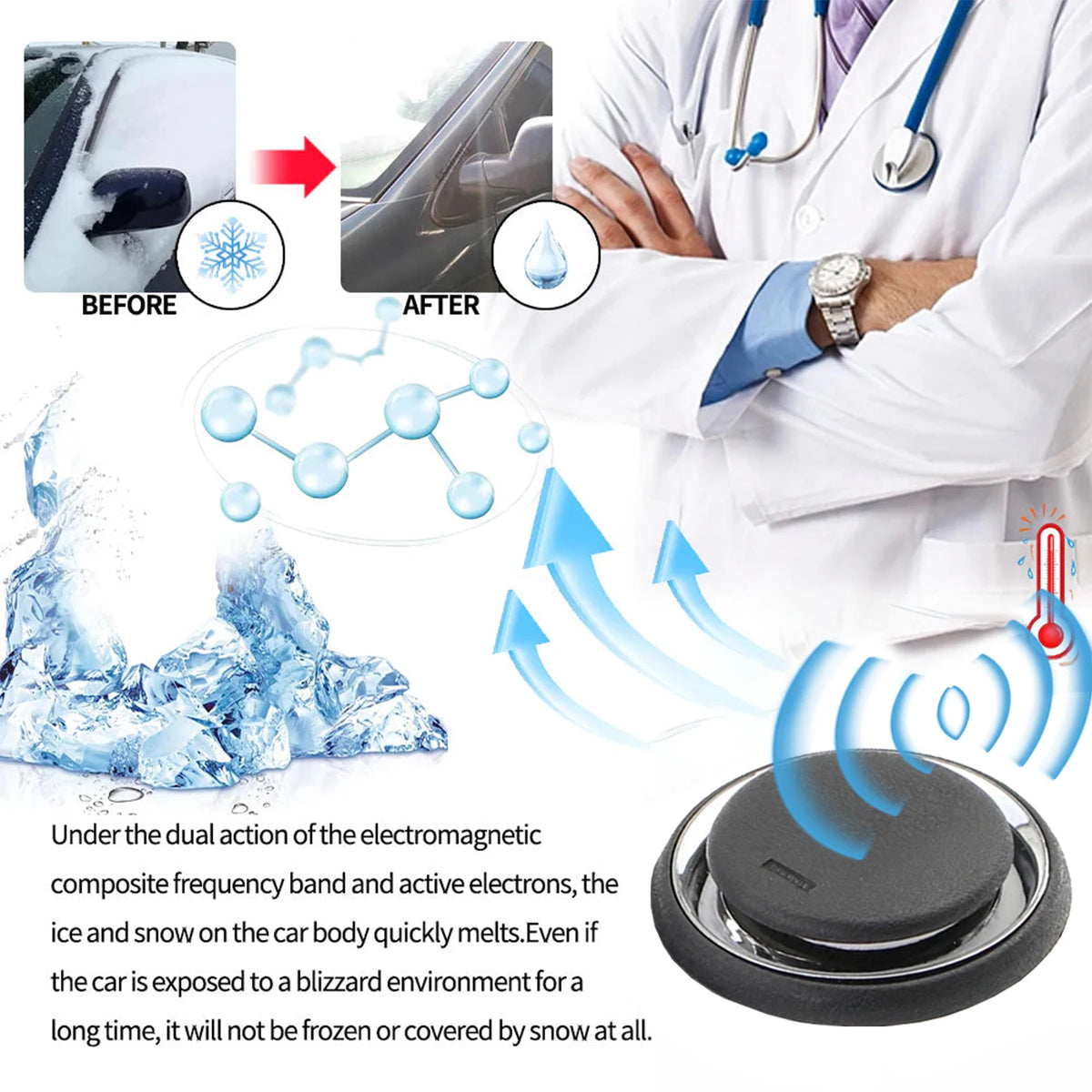 Car Ice Scraper & Snow Remover – Portable De-Icer Tool Ice Scraper Tool Qst