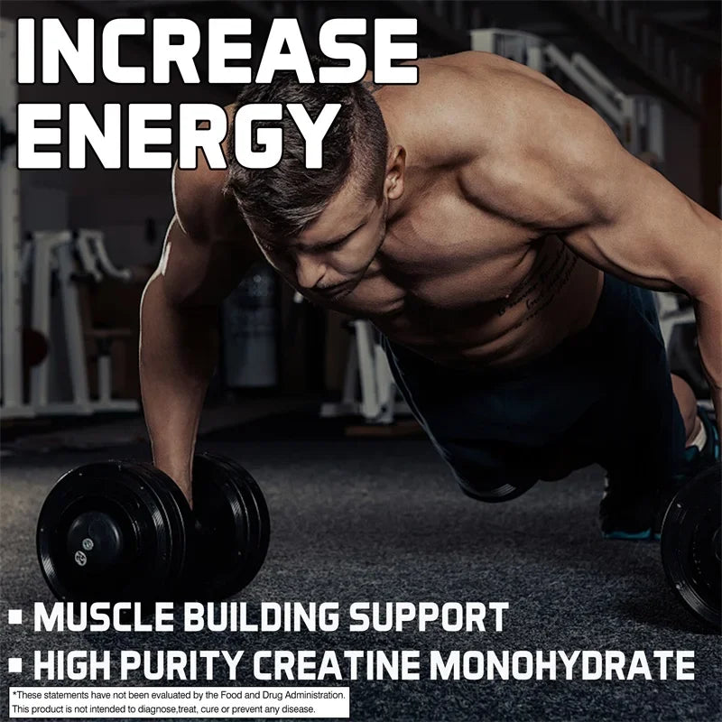 Creatine Monohydrate 5000mg Capsules – Pre-Workout by Pslalae Creatine Supplement Qst
