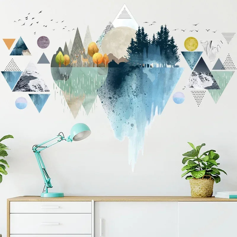 Nordic Mountain Triangle Wall Stickers – Bedroom & Living Room Wall Sticker Decal Qme