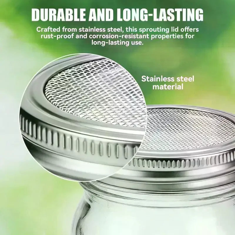 Stainless Steel Sprouting Lids for Wide Mouth Mason Jars Sprouting Jar Lids Qme