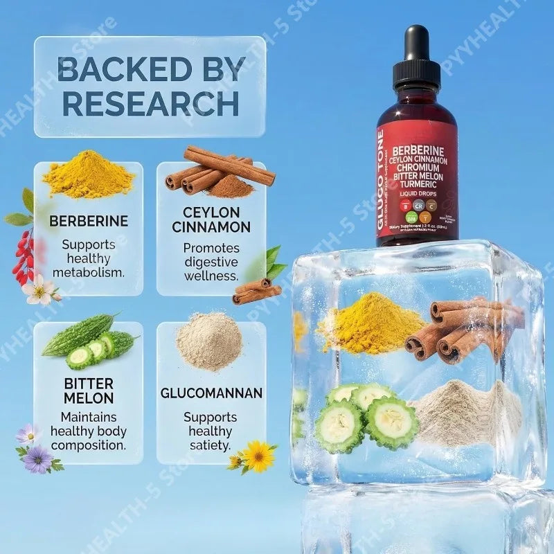 Berberine Ceylon Cinnamon Liquid Drops – 60ml Supplement Liquid Supplement Drops Qst