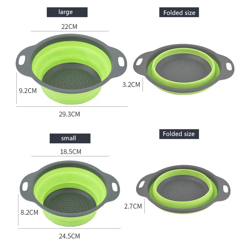 Foldable Silicone Fruit & Vegetable Washing Basket Colander Silicone Colander Qme