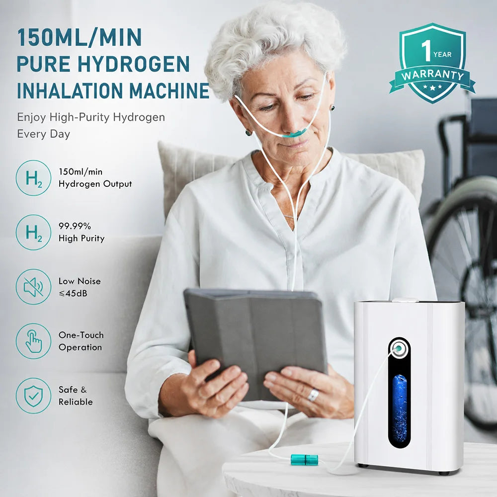 Suyzeko 150ml/min SPE PEM Hydrogen Generator – 99.98% Purity Hydrogen Inhalation Machine Qst 100V-240V EU Plug