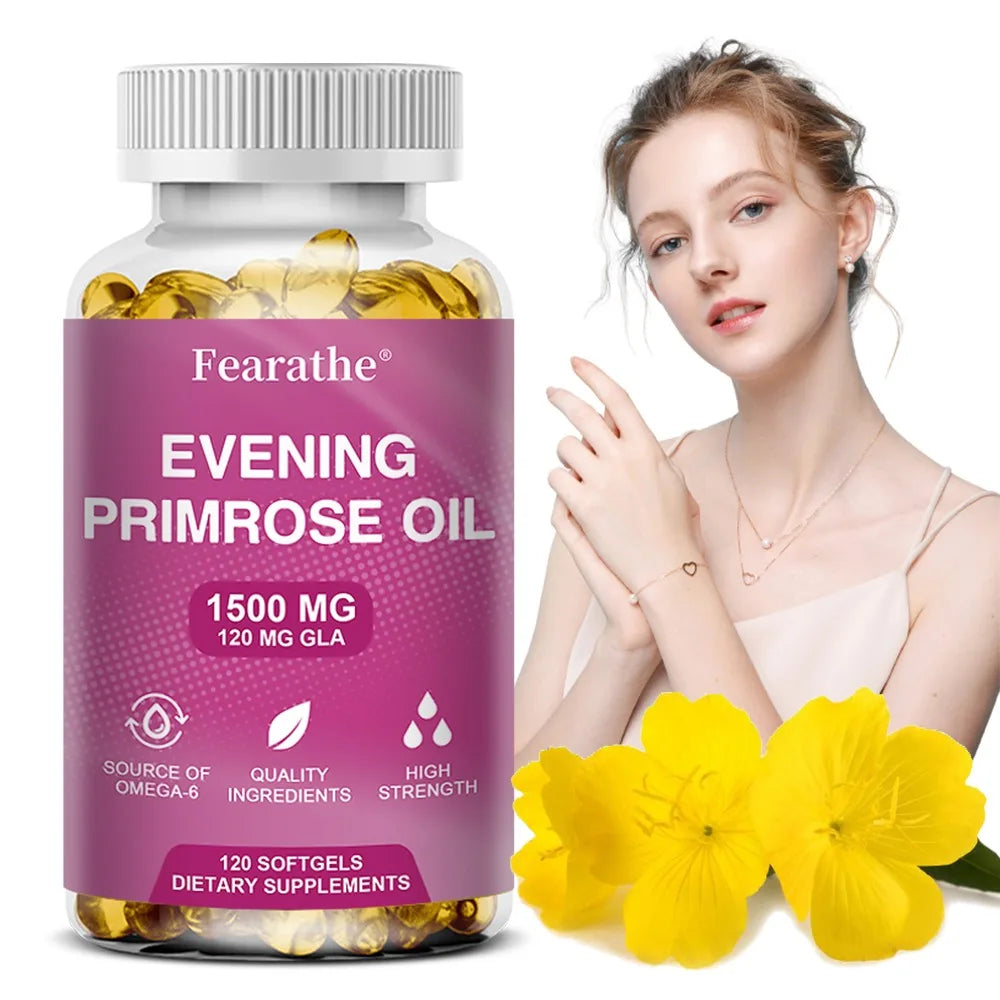 Evening Primrose Oil 1500mg – Omega-6, Skin & Hormonal Balance Herbal Oil Supplement Qst