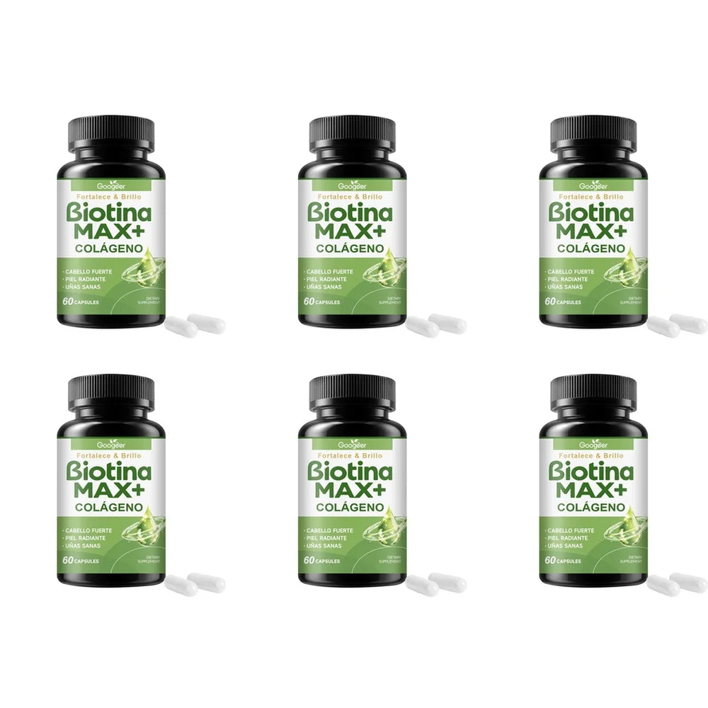 Googeer Biotin Collagen Capsules – Hair, Skin & Nail 60ct Beauty Supplement Qst 6 bottles 360 pieces