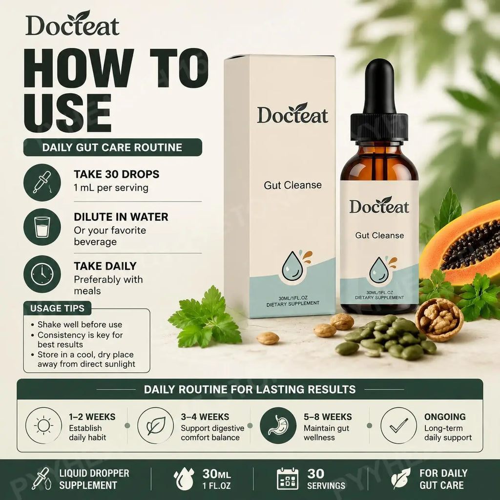 Docteat Gut Care Drops – Papaya Seed & Black Walnut 30ml Digestive Supplement Drops Qst