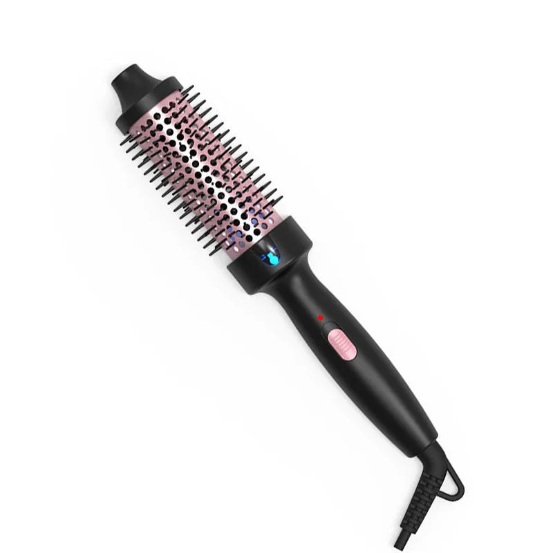 Dual Voltage Ionic Thermal Brush – Curl & Straighten, LED Hot Air Styling Brush Qst