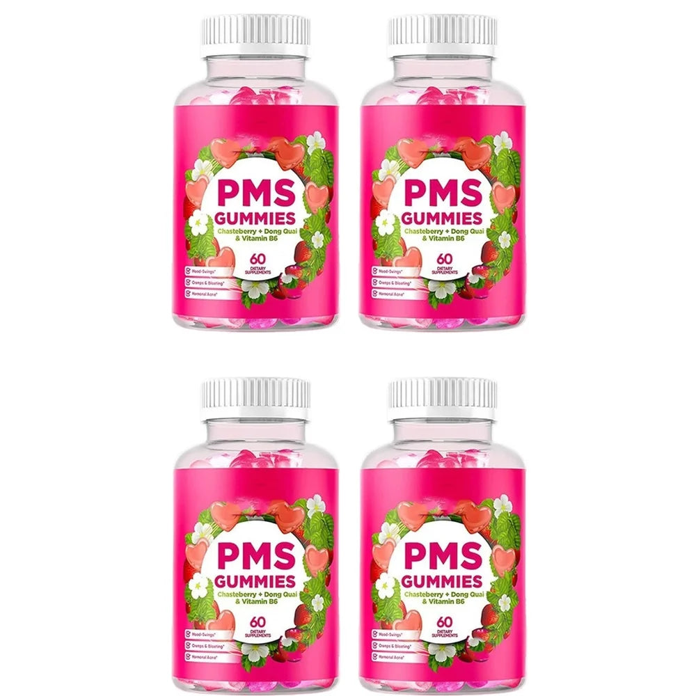 Women's Monthly Wellness Gummies – Chasteberry, Dong Quai & B6 Wellness Gummies Qst 4 Bottles 240 Pieces