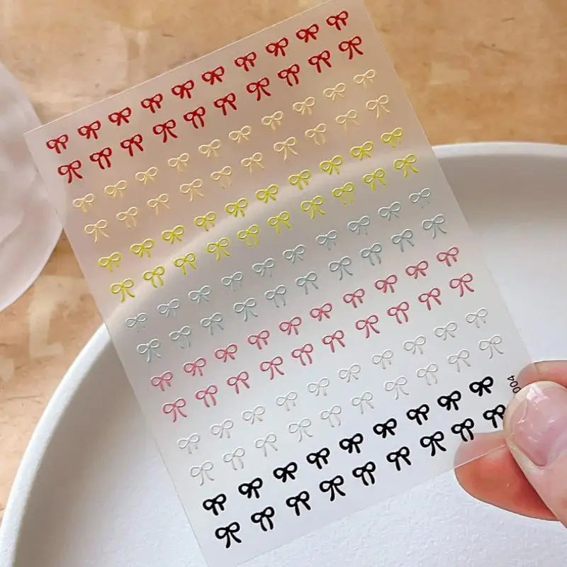 3D Mini Bow Nail Art Stickers – Self-Adhesive Multicolor Nail Art Stickers Qme