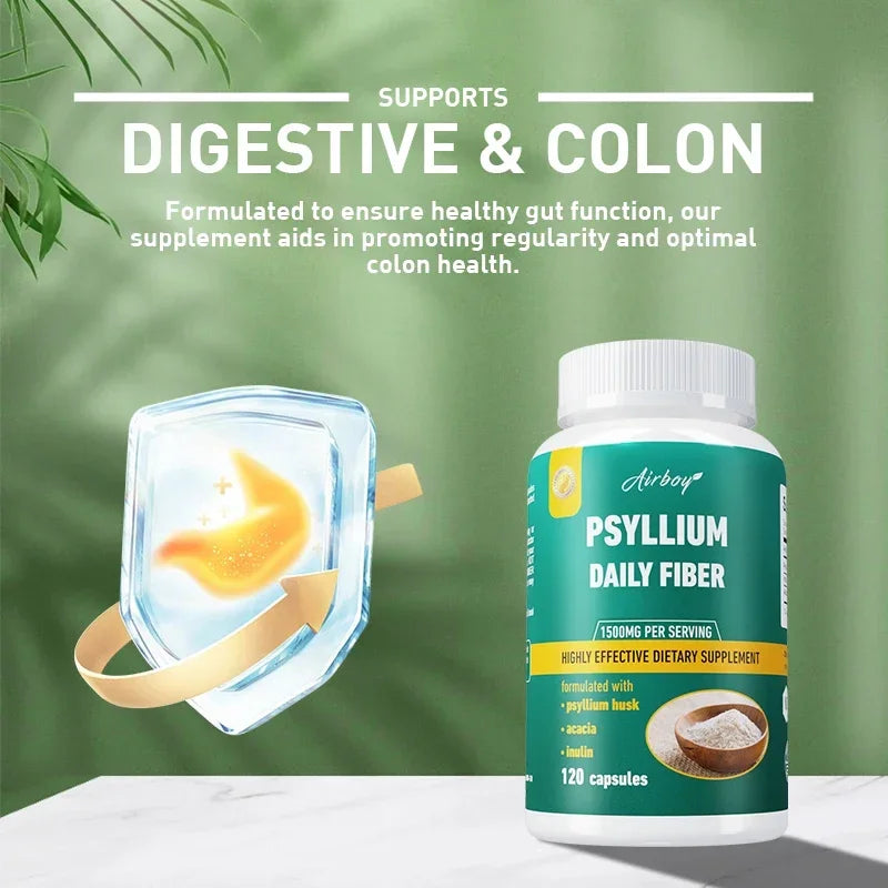 Psyllium Husk Capsules with Inulin & Acacia | Soluble Fiber Fiber Supplement Qst