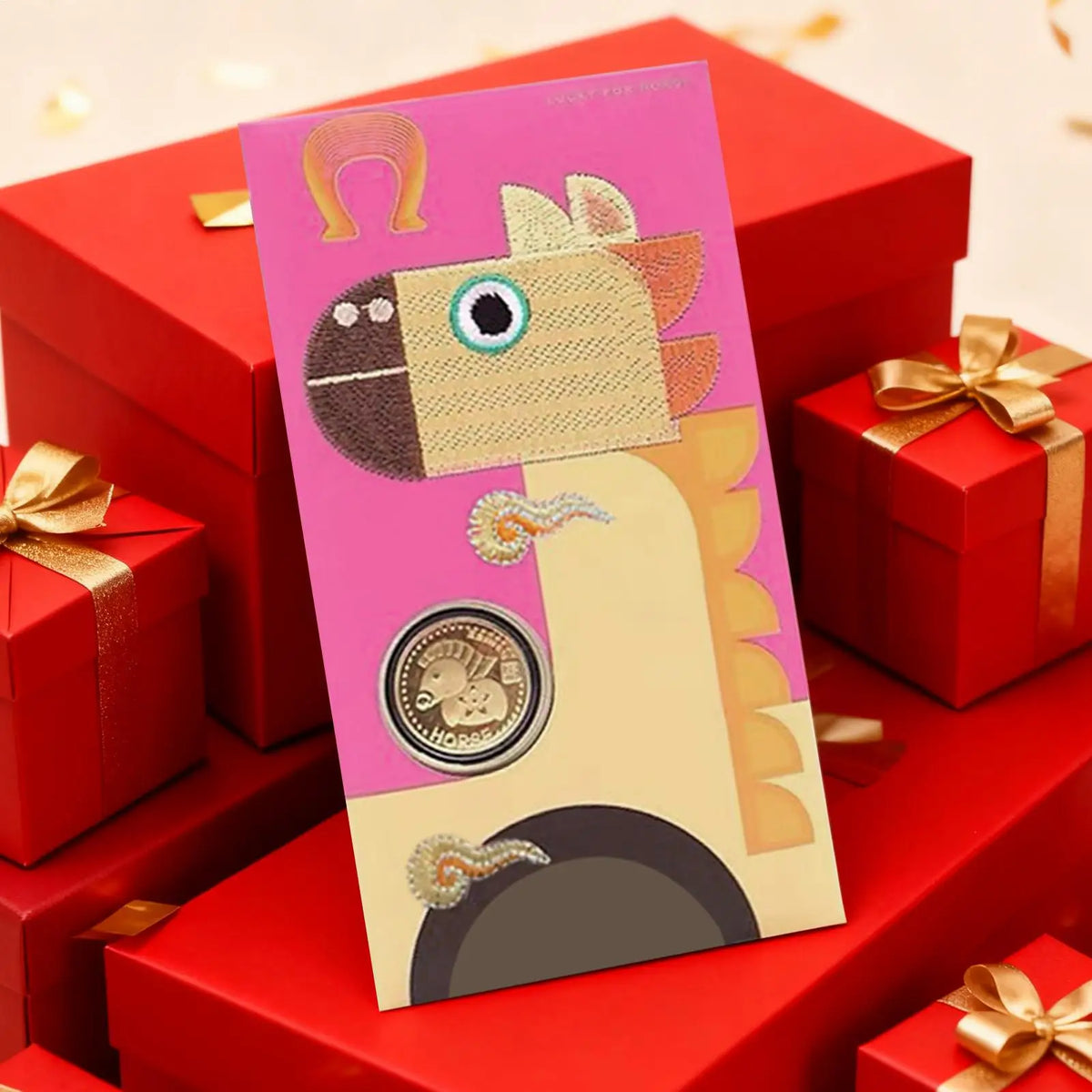 Red Envelopes with Gold Souvenir Coin – New Year Blessing Gift New Year Gift Set Qme