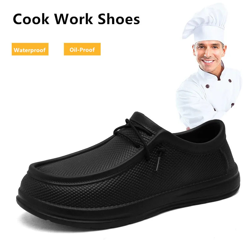 Men's Non-Slip Waterproof Chef Work Shoes | Sizes 38–48 Chef Work Shoes Qst Black 42