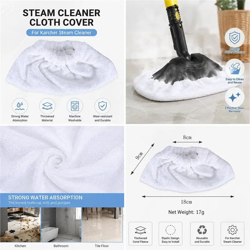 15PCS Reusable Microfiber Steam Mop Pads for Kärcher SC1 SC2 SC3 Steam Mop Pads Qst